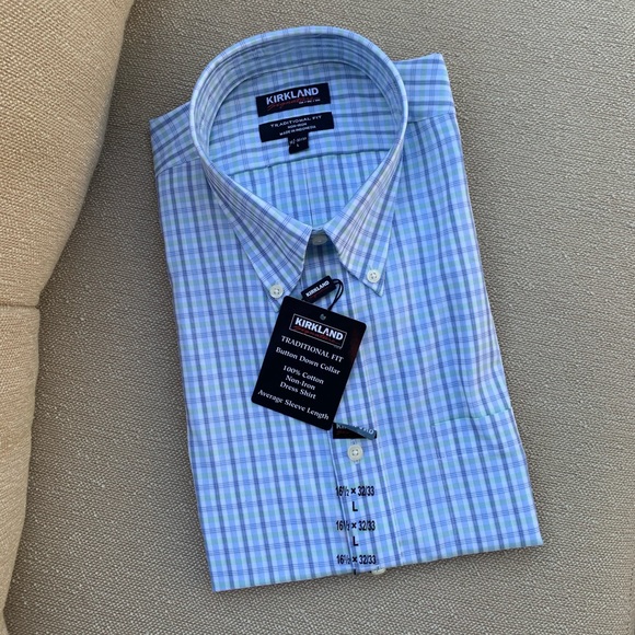 Kirkland Signature Shirts Mens Blue Plaid Dress Shirt Poshmark